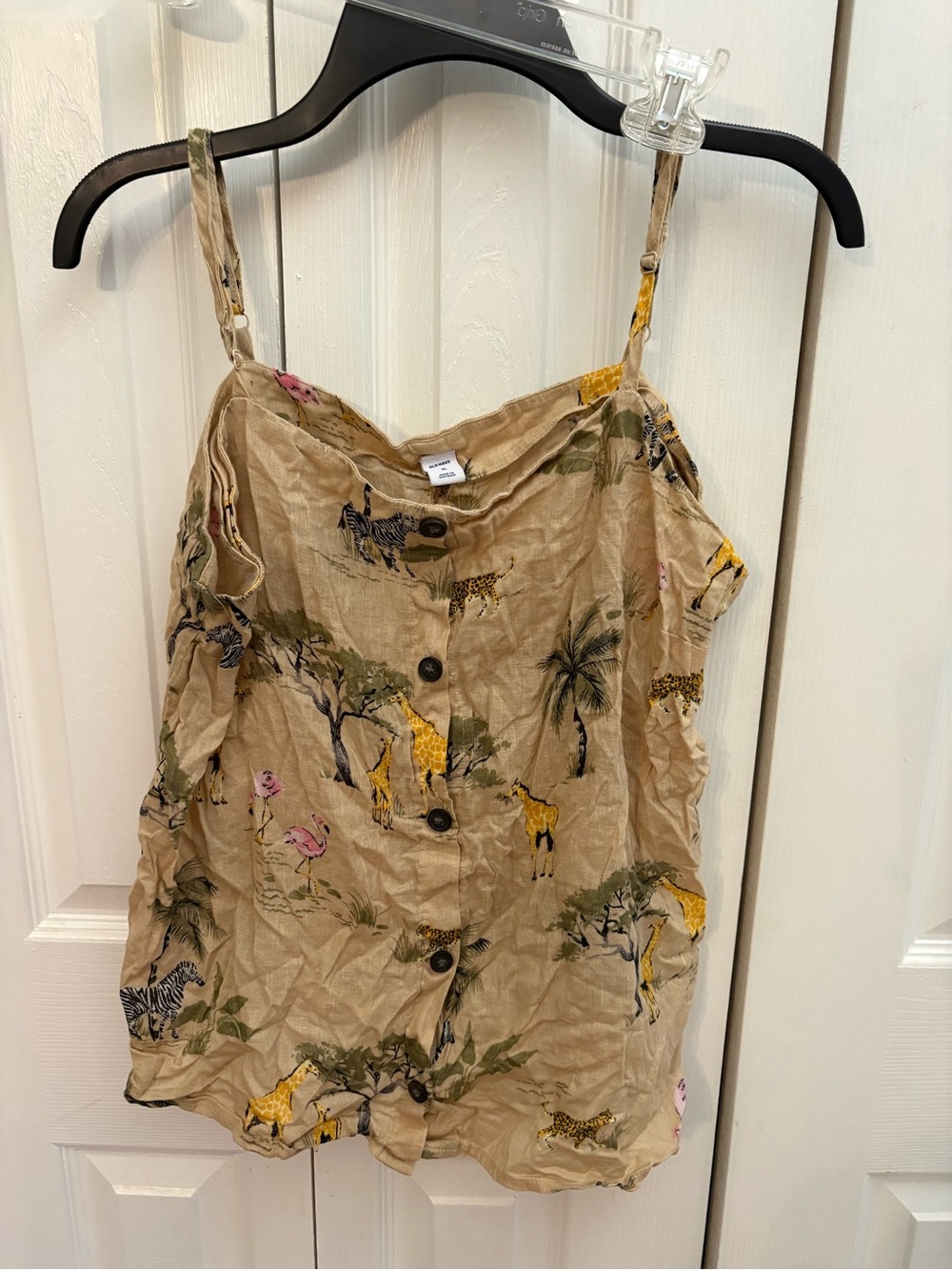 Old Navy Beige Animal-Print Button-Front Cami